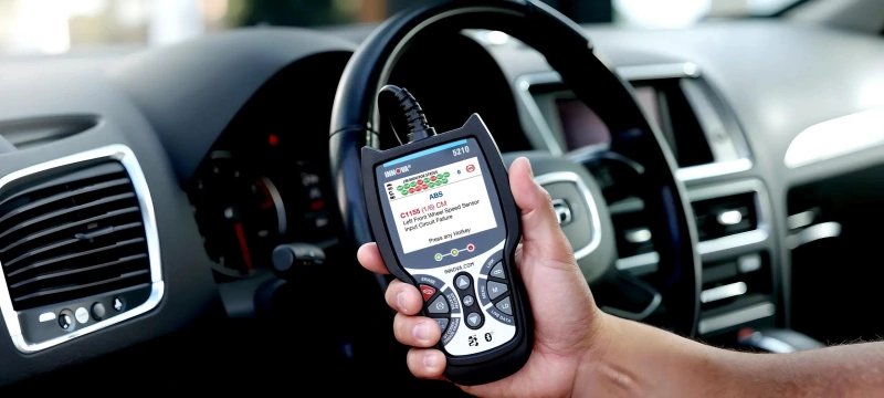 ABS-specific DTCs, freeze-frame information, and live wheel-speed comparison